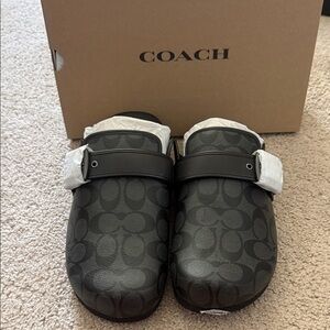 COACH Men’s Black Signature Clog Shoes